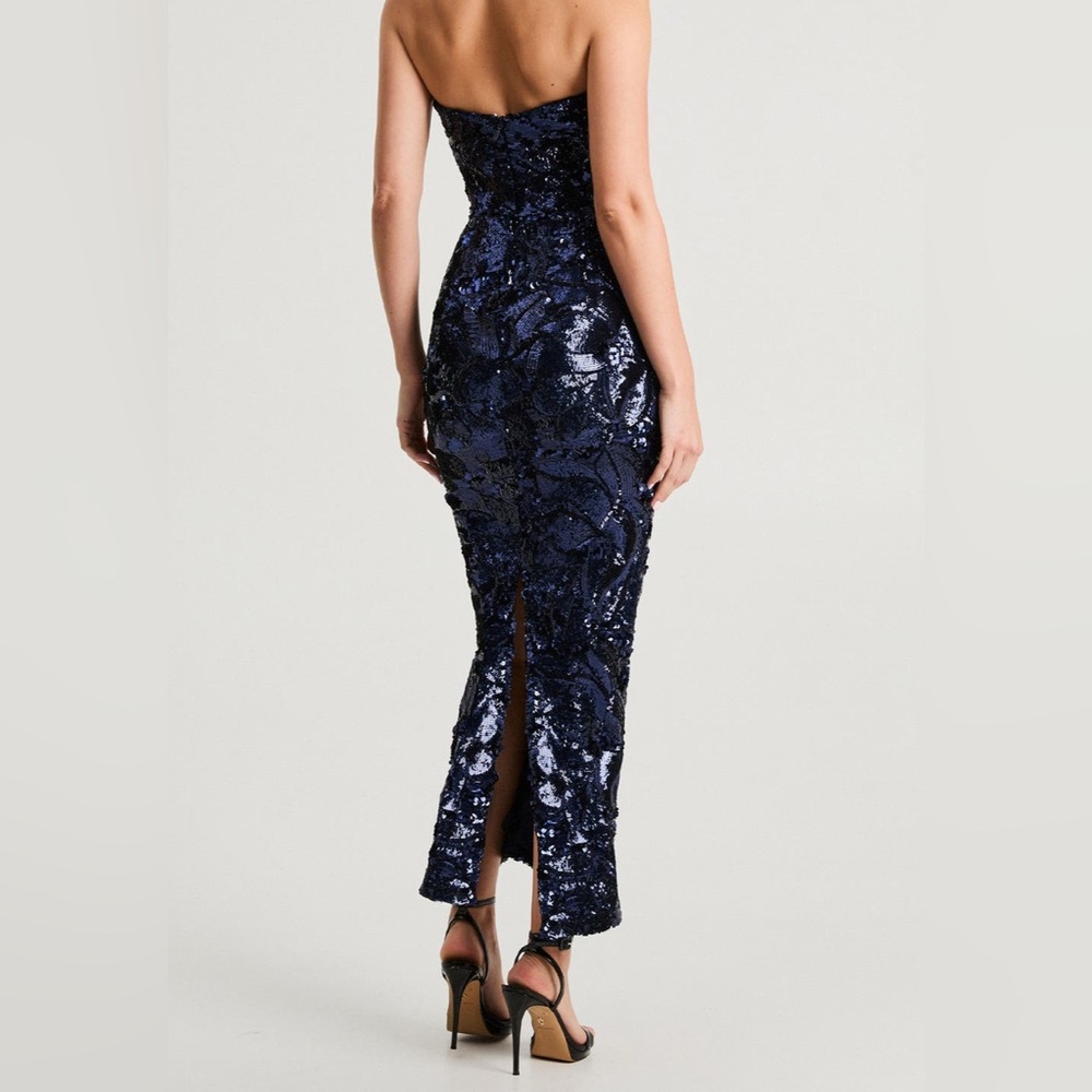 Midnight Blue Strapless Sequin Dress - Picture 2 of 3